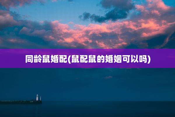 同龄鼠婚配(鼠配鼠的婚姻可以吗)