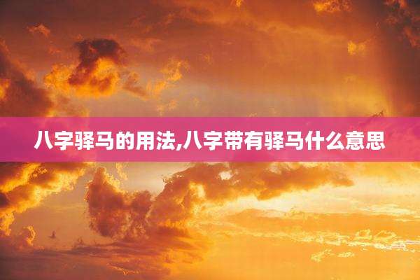 八字驿马的用法,八字带有驿马什么意思