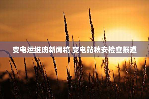 变电运维班新闻稿 变电站秋安检查报道