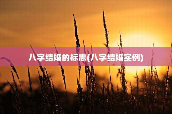 八字结婚的标志(八字结婚实例)