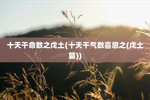 十天干命数之戊土(十天干气数喜忌之(戊土篇))