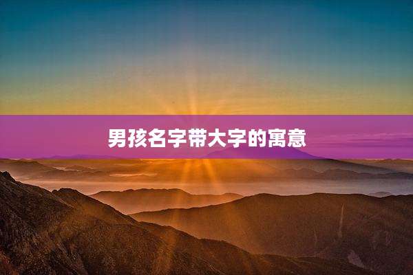 男孩名字带大字的寓意