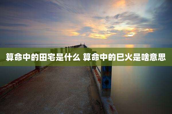 算命中的田宅是什么 算命中的巳火是啥意思