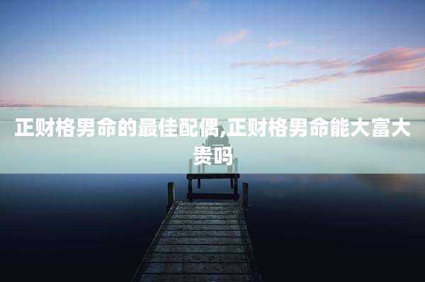 正财格男命的最佳配偶,正财格男命能大富大贵吗