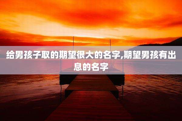 给男孩子取的期望很大的名字,期望男孩有出息的名字