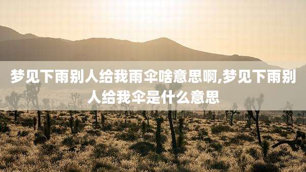 梦见下雨别人给我雨伞啥意思啊,梦见下雨别人给我伞是什么意思