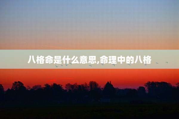 八格命是什么意思,命理中的八格