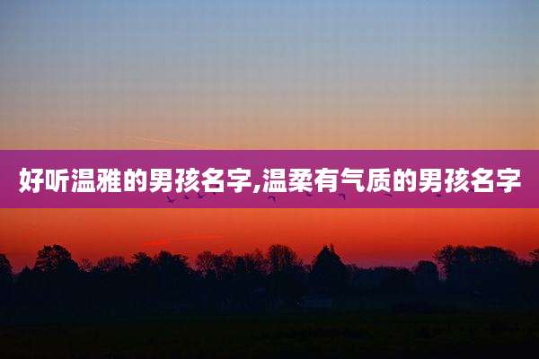 好听温雅的男孩名字,温柔有气质的男孩名字