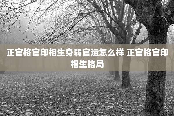 正官格官印相生身弱官运怎么样 正官格官印相生格局