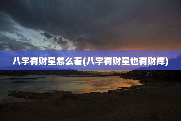 八字有财星怎么看(八字有财星也有财库)