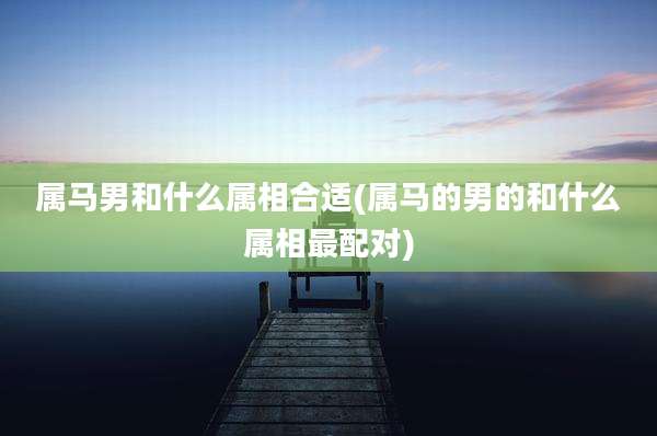 属马男和什么属相合适(属马的男的和什么属相最配对)