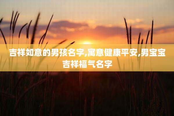 吉祥如意的男孩名字,寓意健康平安,男宝宝吉祥福气名字