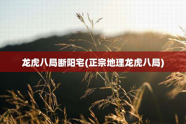 龙虎八局断阳宅(正宗地理龙虎八局)