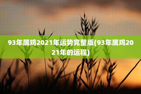 93年属鸡2021年运势完整版(93年属鸡2021年的运程)