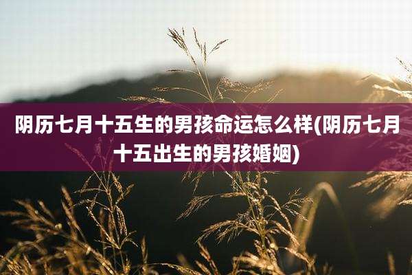 阴历七月十五生的男孩命运怎么样(阴历七月十五出生的男孩婚姻)