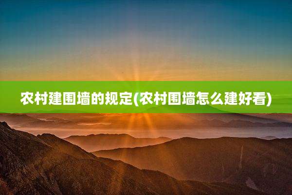 农村建围墙的规定(农村围墙怎么建好看)