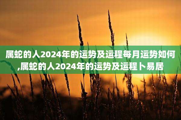 属蛇的人2024年的运势及运程每月运势如何,属蛇的人2024年的运势及运程卜易居