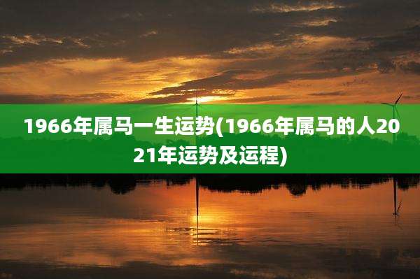 1966年属马一生运势(1966年属马的人2021年运势及运程)