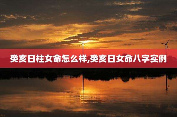 癸亥日柱女命怎么样,癸亥日女命八字实例