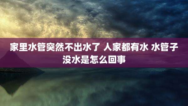 家里水管突然不出水了 人家都有水 水管子没水是怎么回事