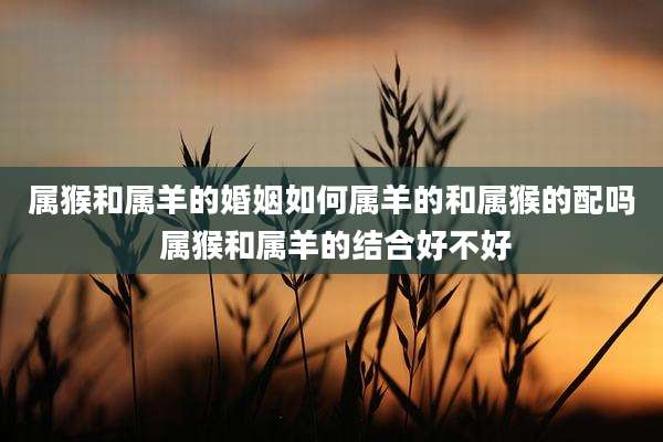 属猴和属羊的婚姻如何属羊的和属猴的配吗 属猴和属羊的结合好不好