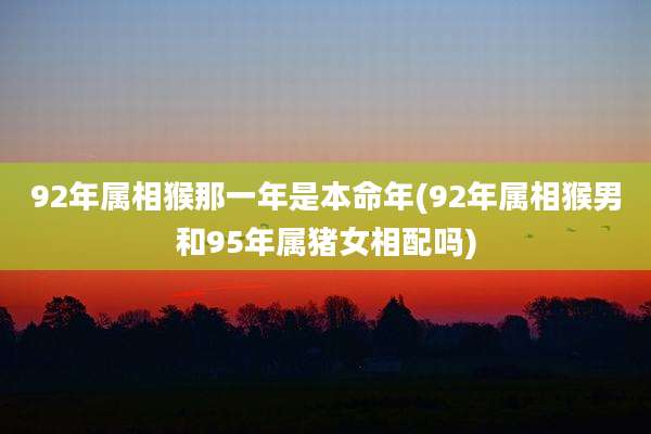 92年属相猴那一年是本命年(92年属相猴男和95年属猪女相配吗)