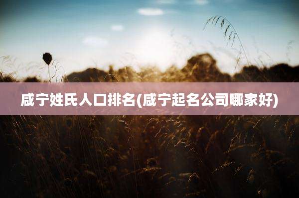 咸宁姓氏人口排名(咸宁起名公司哪家好)
