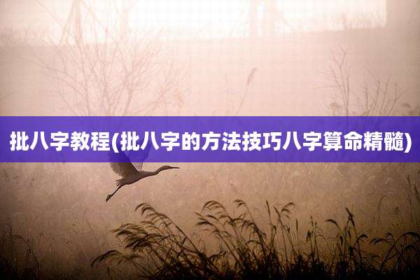 批八字教程(批八字的方法技巧八字算命精髓)