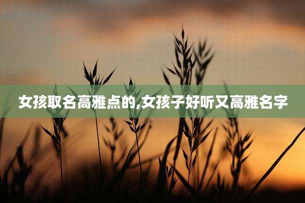 女孩取名高雅点的,女孩子好听又高雅名字