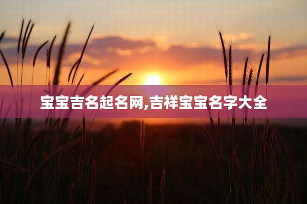 宝宝吉名起名网,吉祥宝宝名字大全