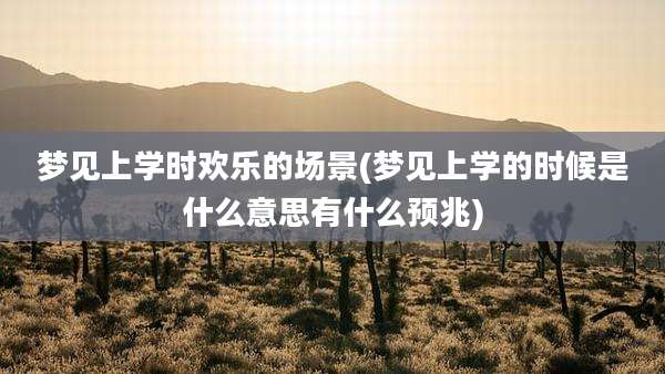 梦见上学时欢乐的场景(梦见上学的时候是什么意思有什么预兆)
