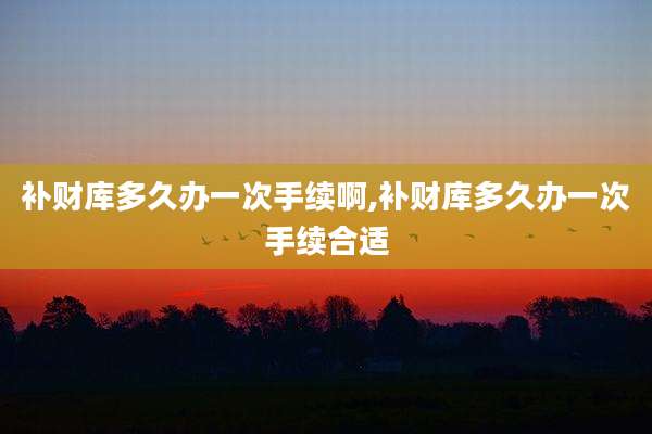 补财库多久办一次手续啊,补财库多久办一次手续合适