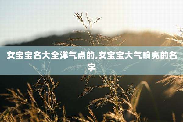 女宝宝名大全洋气点的,女宝宝大气响亮的名字