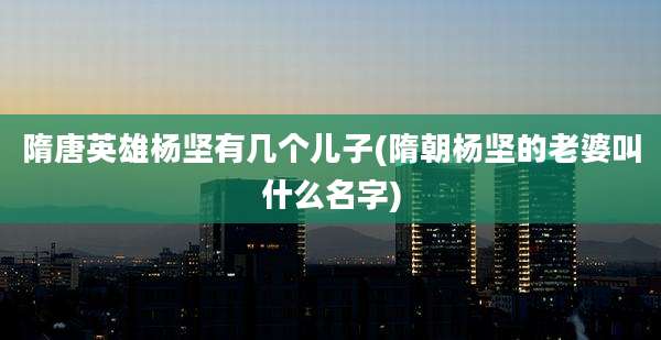 隋唐英雄杨坚有几个儿子(隋朝杨坚的老婆叫什么名字)