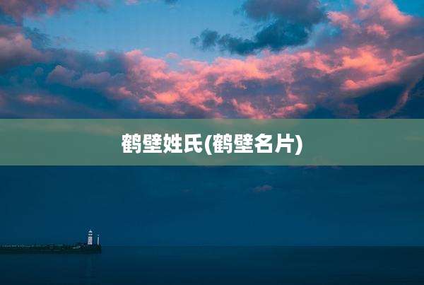 鹤壁姓氏(鹤壁名片)