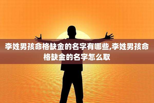 李姓男孩命格缺金的名字有哪些,李姓男孩命格缺金的名字怎么取