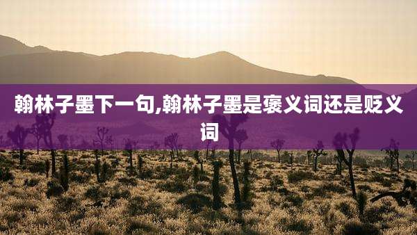 翰林子墨下一句,翰林子墨是褒义词还是贬义词