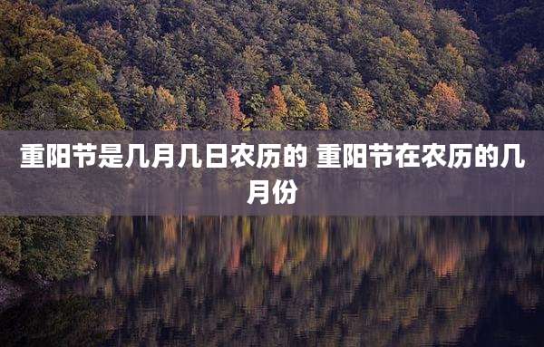 重阳节是几月几日农历的 重阳节在农历的几月份
