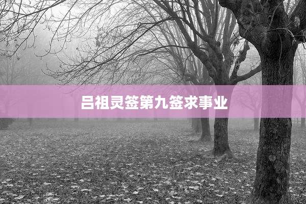 吕祖灵签第九签求事业