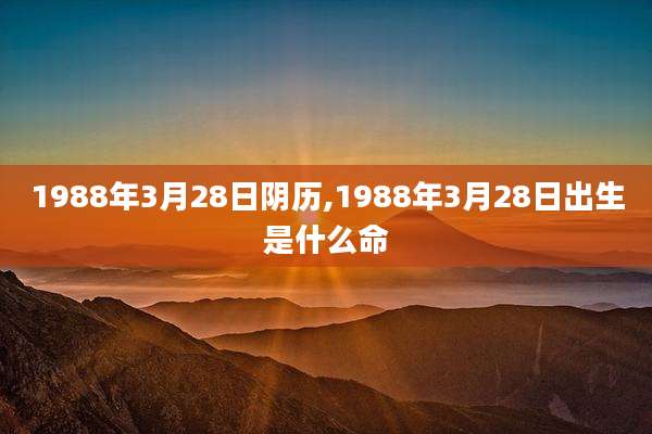 1988年3月28日阴历,1988年3月28日出生是什么命