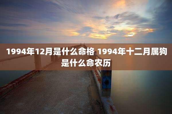 1994年12月是什么命格 1994年十二月属狗是什么命农历