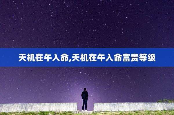天机在午入命,天机在午入命富贵等级