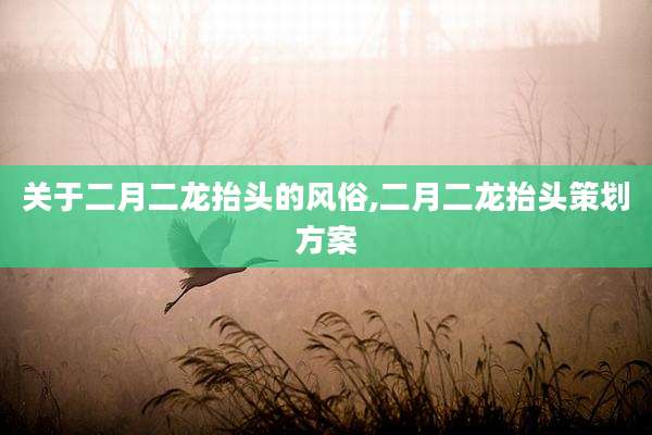 关于二月二龙抬头的风俗,二月二龙抬头策划方案