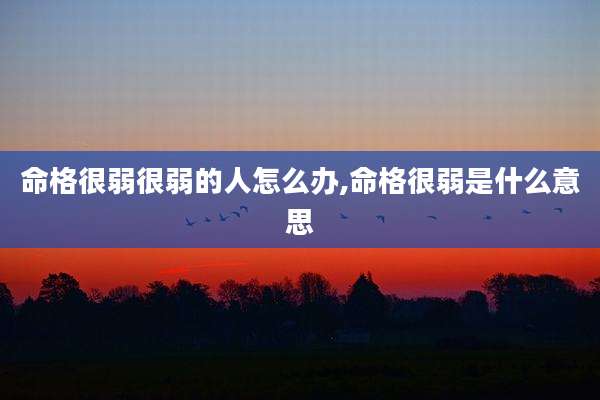 命格很弱很弱的人怎么办,命格很弱是什么意思