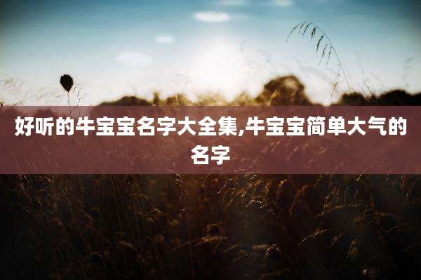 好听的牛宝宝名字大全集,牛宝宝简单大气的名字