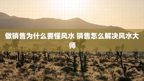 做销售为什么要懂风水 销售怎么解决风水大师