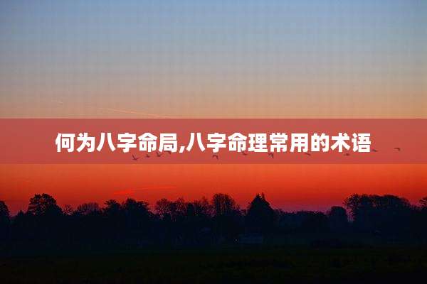 何为八字命局,八字命理常用的术语
