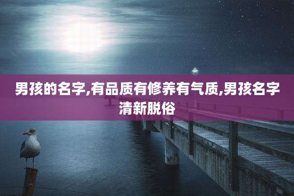 男孩的名字,有品质有修养有气质,男孩名字清新脱俗