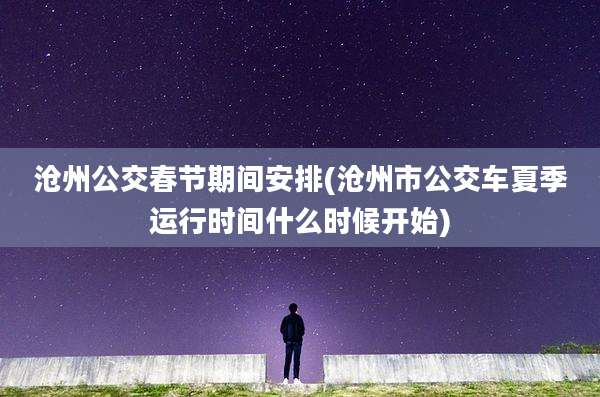 沧州公交春节期间安排(沧州市公交车夏季运行时间什么时候开始)