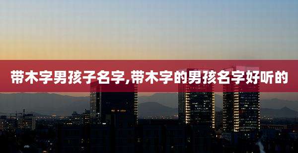 带木字男孩子名字,带木字的男孩名字好听的